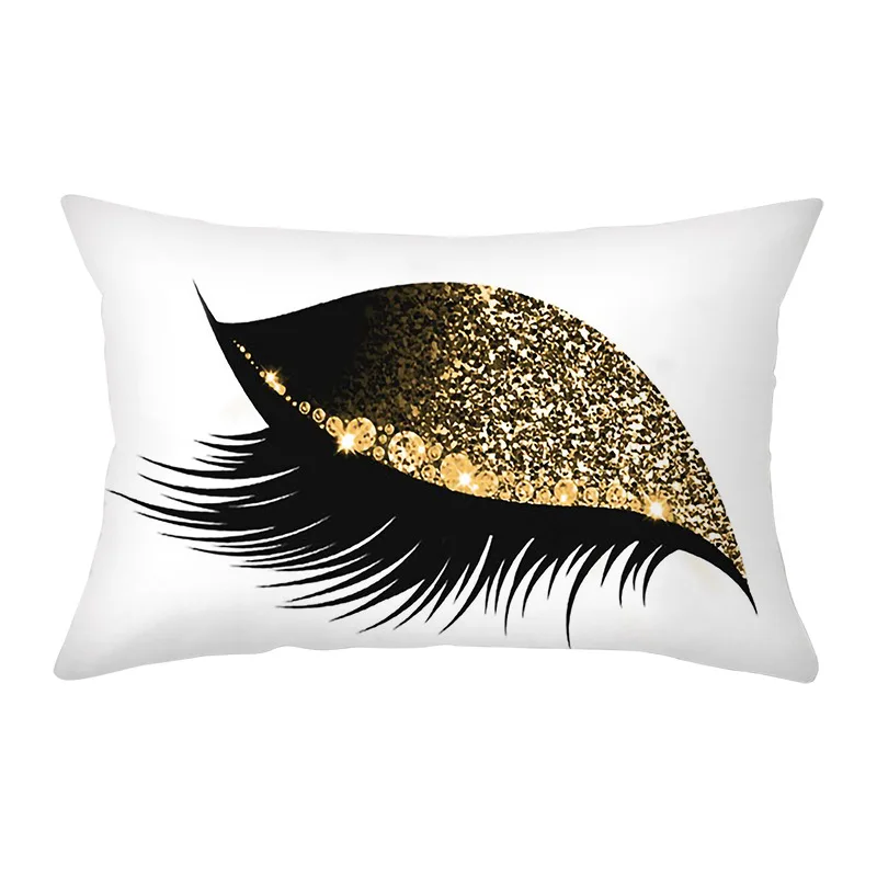 Eyelash Printed Polyester Lumbar Pillow Cushion Cover 30x50cm  Fashiom Women Make-up Seat Decor Rectangle Throw Pillowcase