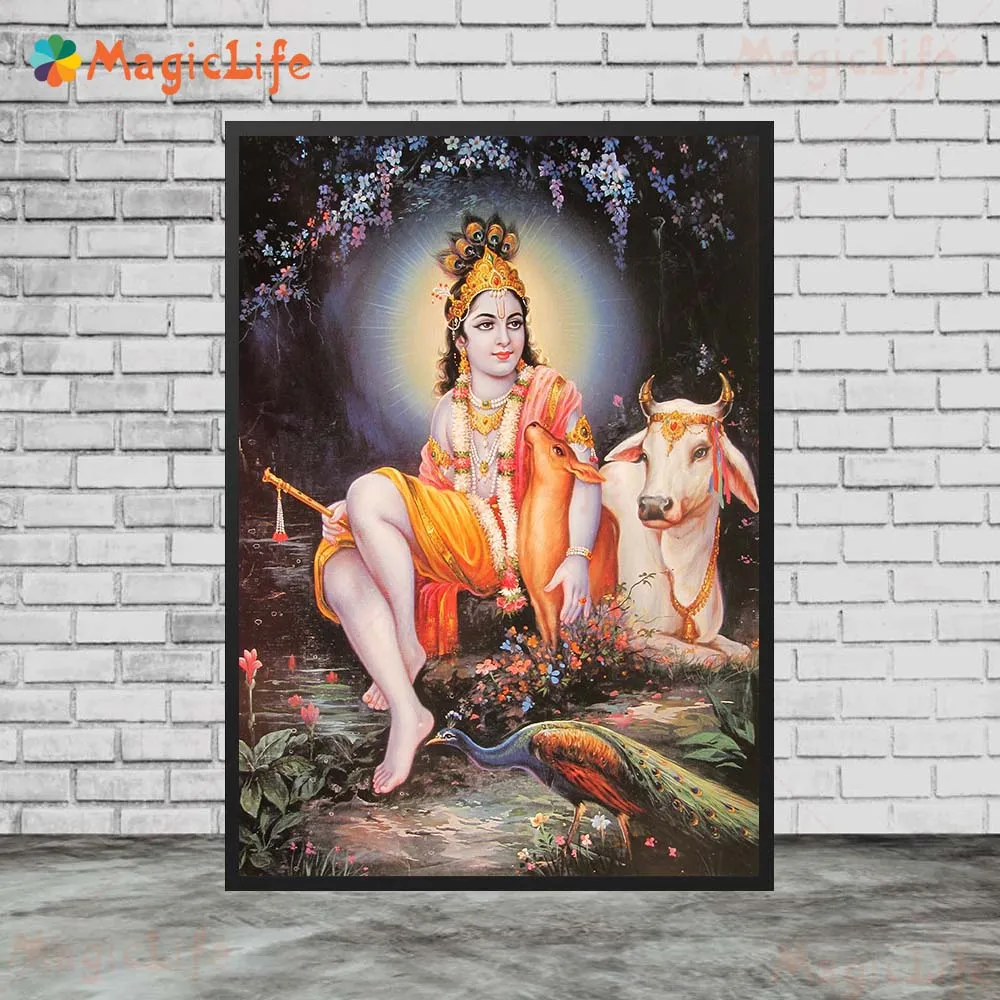 Vishnu, Brahma And Shiva Indian Gods Wall Art Canvas Painting Home Decoration Indian Hindu Devotional Vintage Poster And Prints