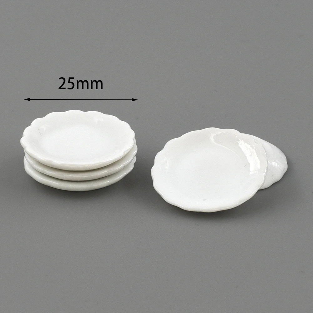 5Pcs 1/12 Dollhouse Miniature Accessories Mini Dessert Ceramic Plate Simulation Furniture Kitchen Dish Toys for Doll House Decor