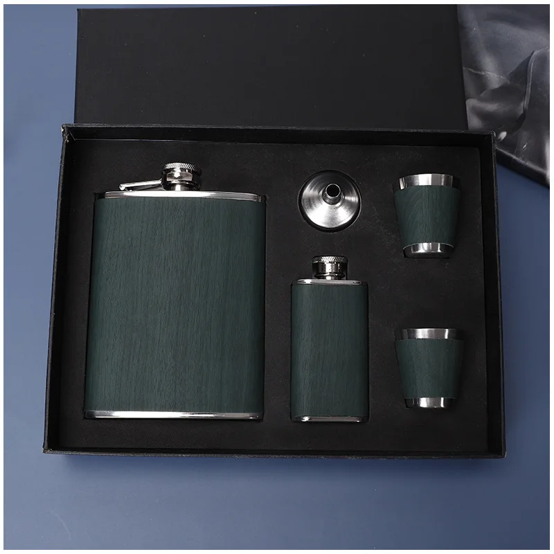 301-400ml 2 flasks Portable Flagon Hip Flask set with cups for Whiskey Vodka Wine Pot Alcohol outdoor gift Drinking Bottle