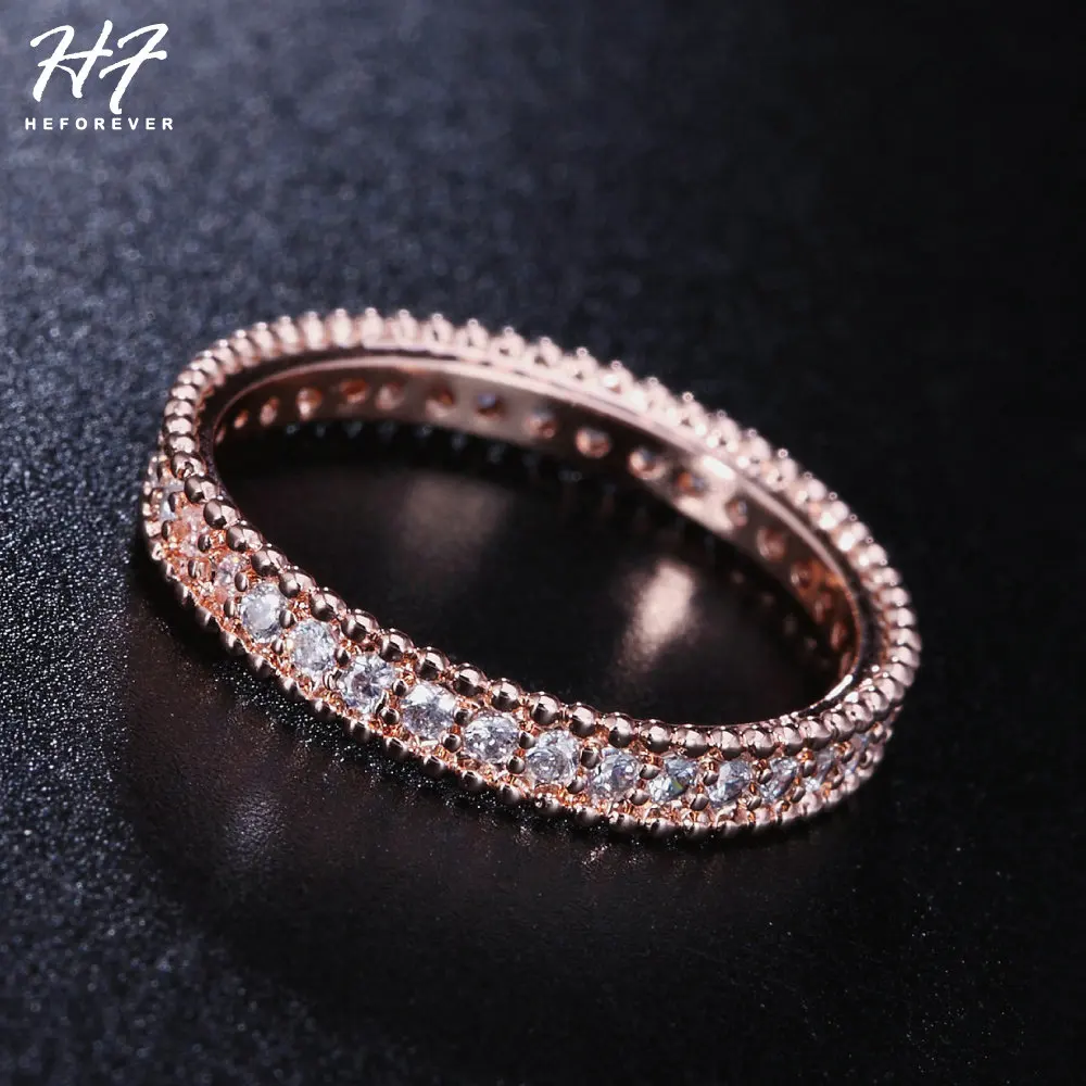 Simple Classic Wedding Ring for Women Rose Gold Color Inlaid Zircon Jewelry Gift to Girlfriend Fashion Jewellry Accessories R490