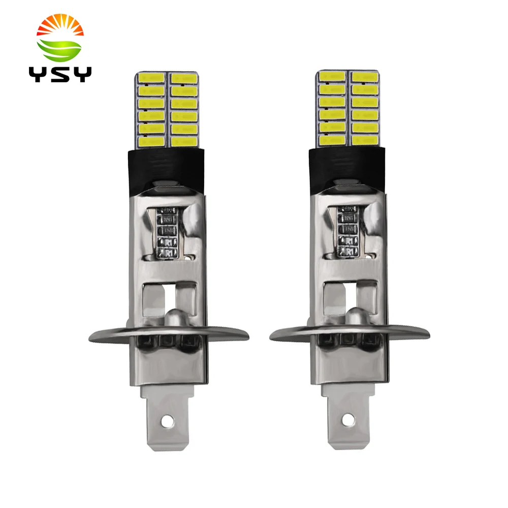 

YSY 2 шт. 24 светодиодный Ода 4014 SMD H1 светодиодный H3 светодиодная автомобильная лампа сменная Автомобильная противотуманная лампа дневные ходовые огни белый для DC 12 В