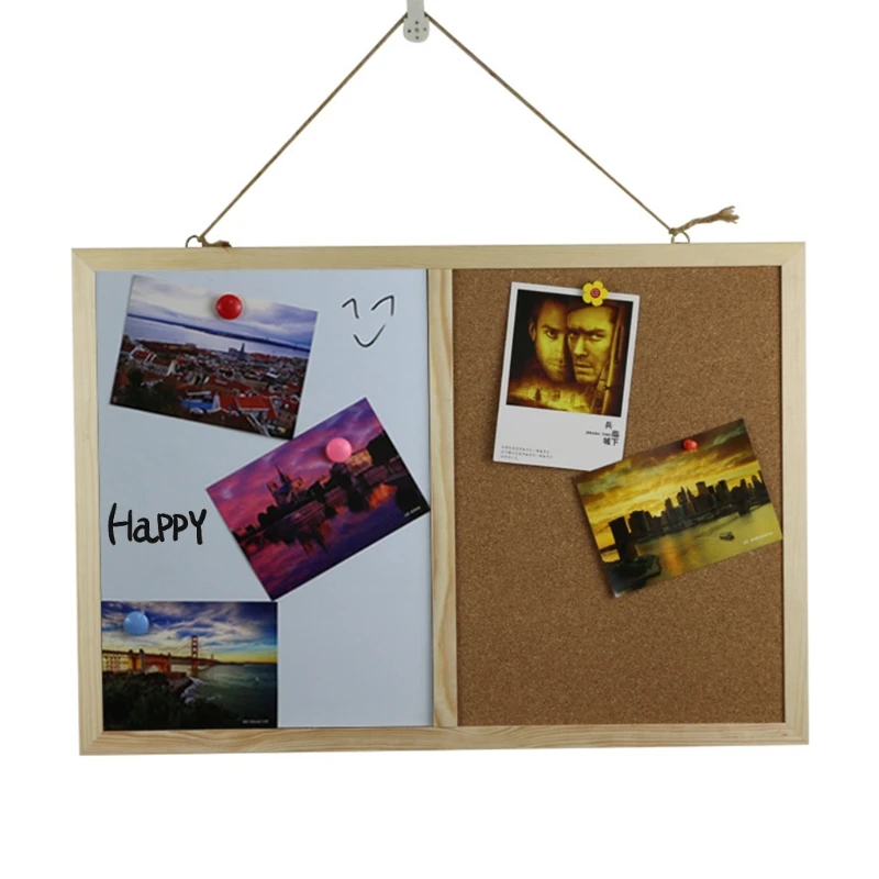 Cork Message Board, Wood Frame Whiteboard Drawing Board, 30 * 40cm /40*60cmCombination, Magnetic Notice Marker Board