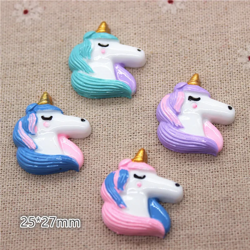 

10pcs New Hot Selling Resin Cute Unicorn Horse Miniature Art Supply DIY Craft Scrapbooking,25*27mm