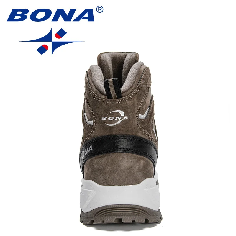 BONA 2022 New Designers Suede High Quality Hiking Shoes Men Winter Outdoor Trekking Mountain Boots Man Plush Warm Snow Boots