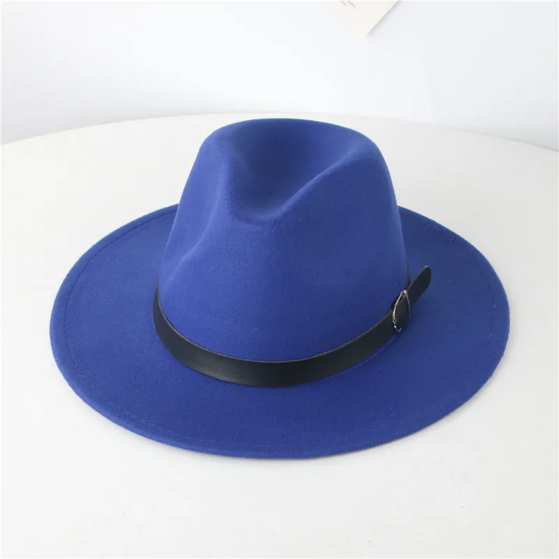 Children Single Side Wool Felt Jazz Fedora Hats 54CM Elegant BOY GIRL Wide Brim Panama Trilby Cap 54CM wholesale