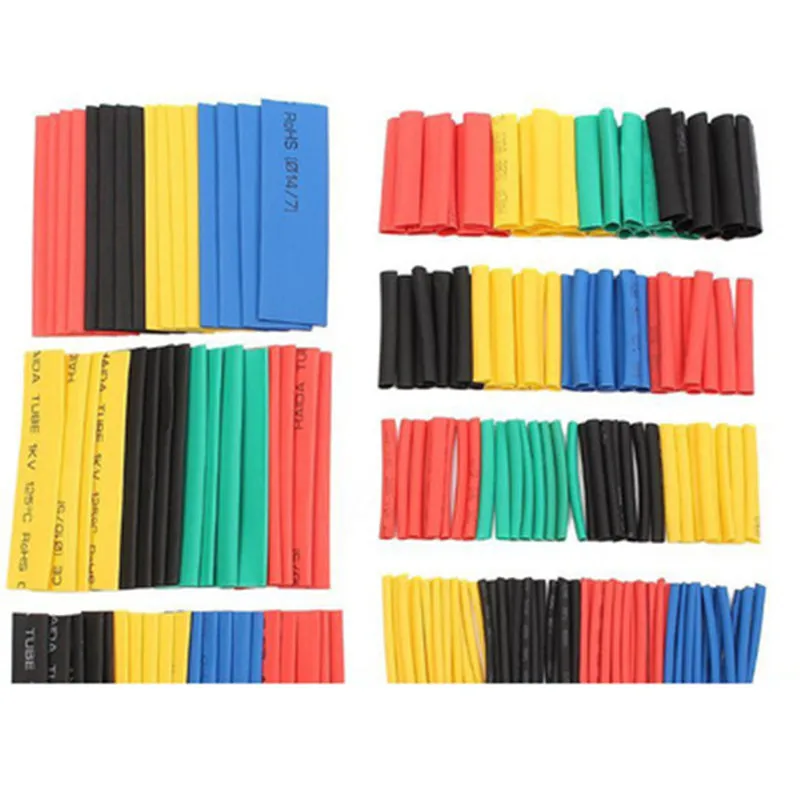 164Pcs/Boxed Heat Shrink Tube Kit Shrinking Assorted Polyolefin Insulation Sleeving Heat Shrink Tubing Wire Cable 8 Sizes 2:1