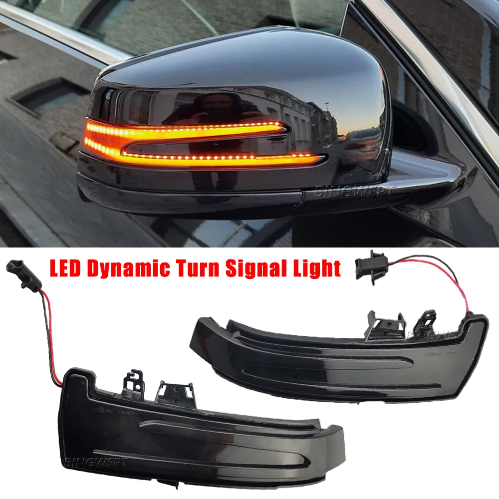 2pcs Dynamic Turn Signal LED Light Side Mirror Indicator For Mercedes Benz W204 CLA A B C E S GLA GLK CLS Class W176 W212