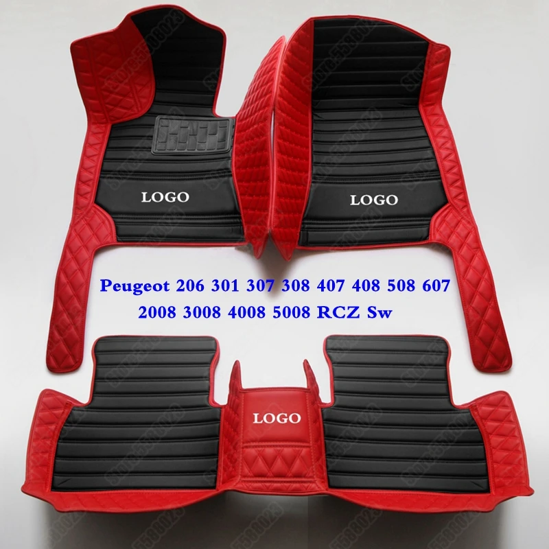 All Weather 3D Car Floor Mats for Peugeot 407 3008 RCZ 307 Sw 607 308 206 508 4008 5008 2008 301 408 2008 Leather Automotive Pad