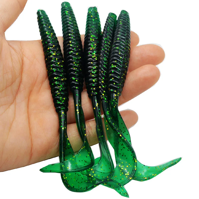 Angelköder mit langem Schwanz, weicher Köder, 13 cm, 6 g, Schraubgewinde, einzelne Sichelschwänze, Wurmgrub, Kunstköder, Lot 5 Stück im Angebot – Detail 7