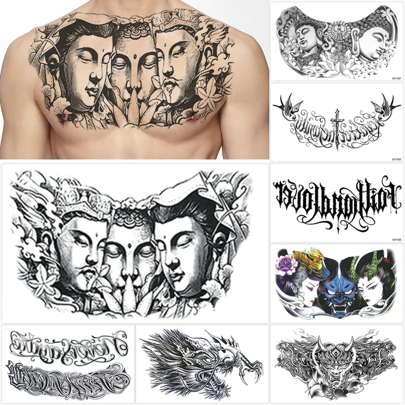 temporary tattoos for men shoulder tattoos large chest body sexy tattoo sticker waterproof tatoo fake boys make up pattern women