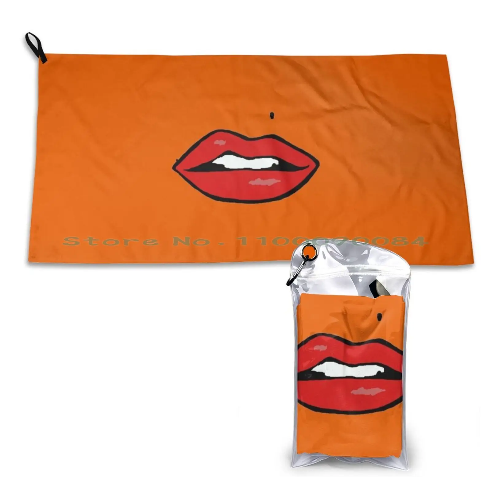 Ga Lips-Orange Quick Dry Towel Gym Sports Bath Portable Face Mask Alice In Smile Crazy Quote Books Happy Social Distancing 19