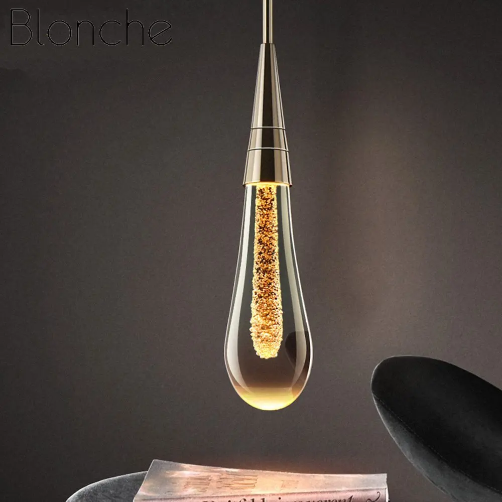 Lampe suspendue en cristal au Design moderne, forme de goutte d'eau, luminaire décoratif de plafond, idéal pour une salle à manger, une chambre à coucher, un hôtel ou des escaliers