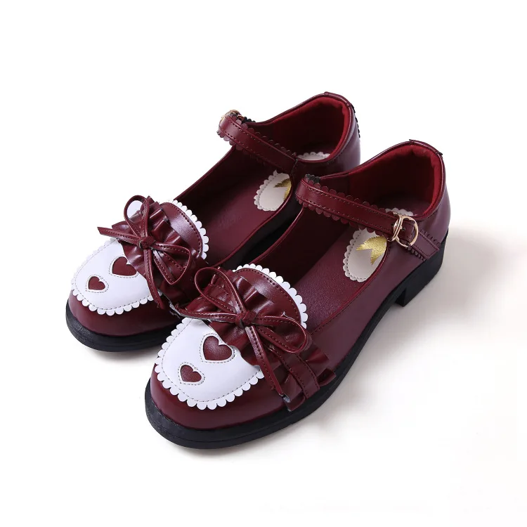 Giapponese Dolce Scarpe Lolita Scarpe Vintage a Testa Tonda Comode Scarpe Donna Carino Lace Ruffle Bowknot Kawaii Pattini Della Principessa Loli Cos