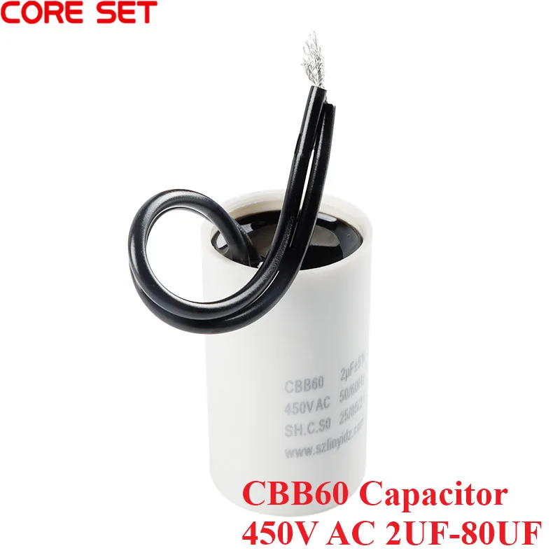 CBB60 Capacitor 450V AC 2UF-80UF 8UF 10UF 12UF 14UF 15UF 16UF 18UF 20UF 30UF 40UF 50UF 60UF 70UF 80UF 5% Motor Pump Capacitors