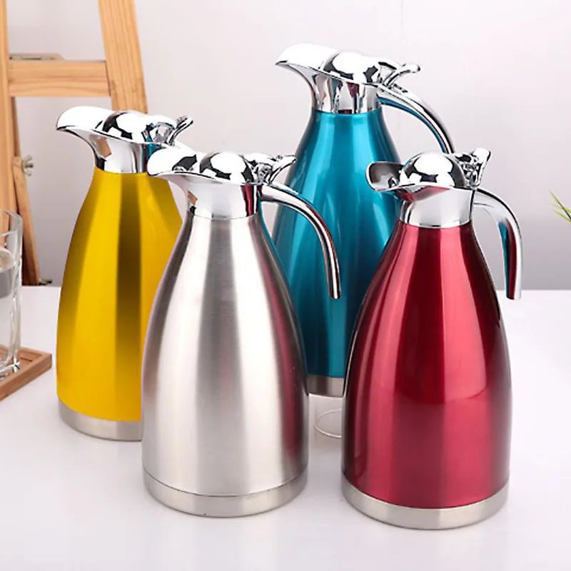 

2L Large Capacity Water Kettle High Quality Stainless Steel Flasks Candy Color Coffee Pot Tea Pot