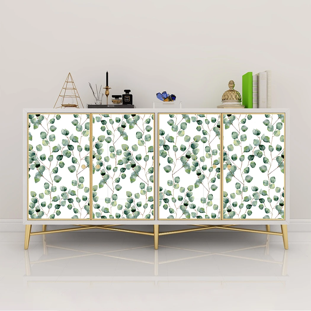Boho Green White Leaf Peel and Stick Wallpaper Eucalyptus Leaf Self Adhesive Wallpaper Removable Contact Paper for Home Decor