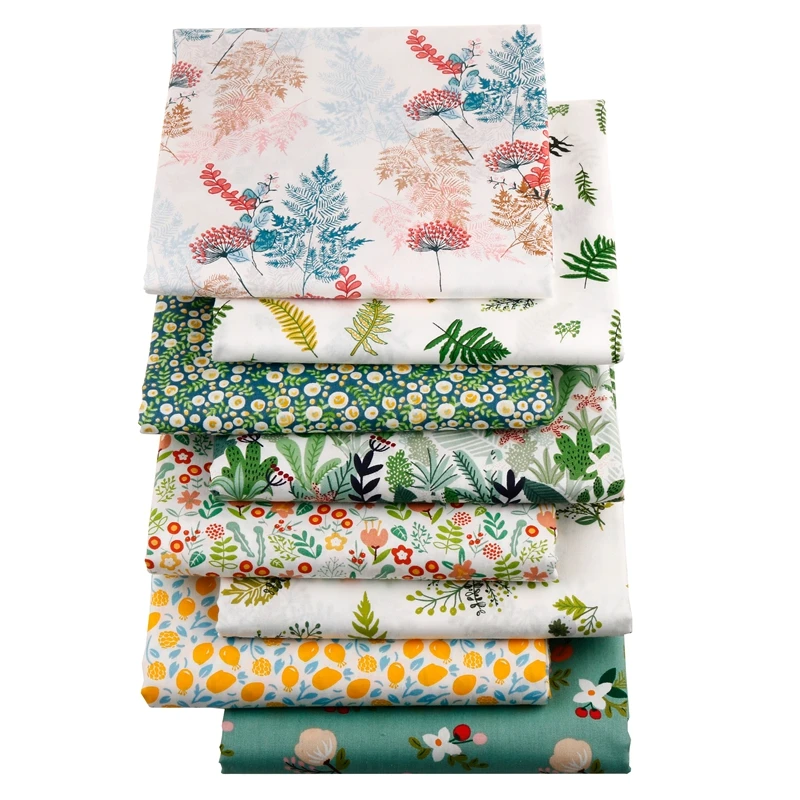 Haisen,8pcs/Lot,Green Floral Series,Printed Twill Cotton Fabric,Patchwork Cloth,DIY Sewing Quilting Doll Material For Baby&Child