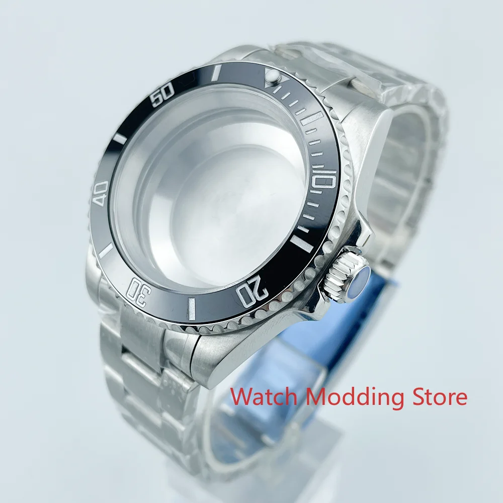 High Quality 300M Tested WR Sapphire Crystal SUB Style Watch Case With Bracelet Fit NH35 NH36 Movement Ceramic Bezel