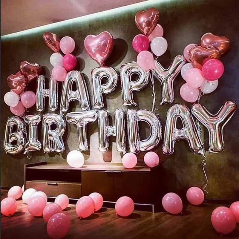16 cali srebrne litery balony wszystkiego najlepszego z okazji urodzin foliowe balony powietrzne alfabet dekoracje na imprezę urodzinową dzieci dorosłe balony urodziny