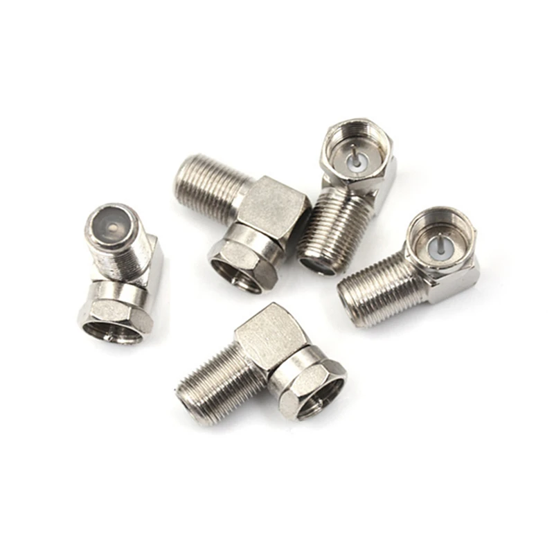 Connecteur adaptateur Coaxial F mâle à F femelle RG6, RG59 à Angle droit 90 degrés, connexion étanche, vente en gros, 5 pièces/l