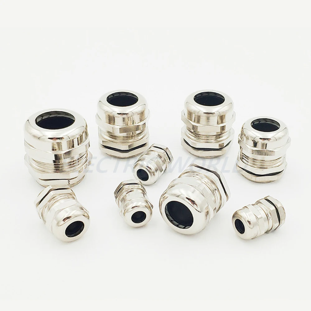 

10pcs Metal Cable Glands M12 M16 M20 Nickel Brass Metal IP68 Wire Connector Wire waterproof Glands for Metal cable Connector