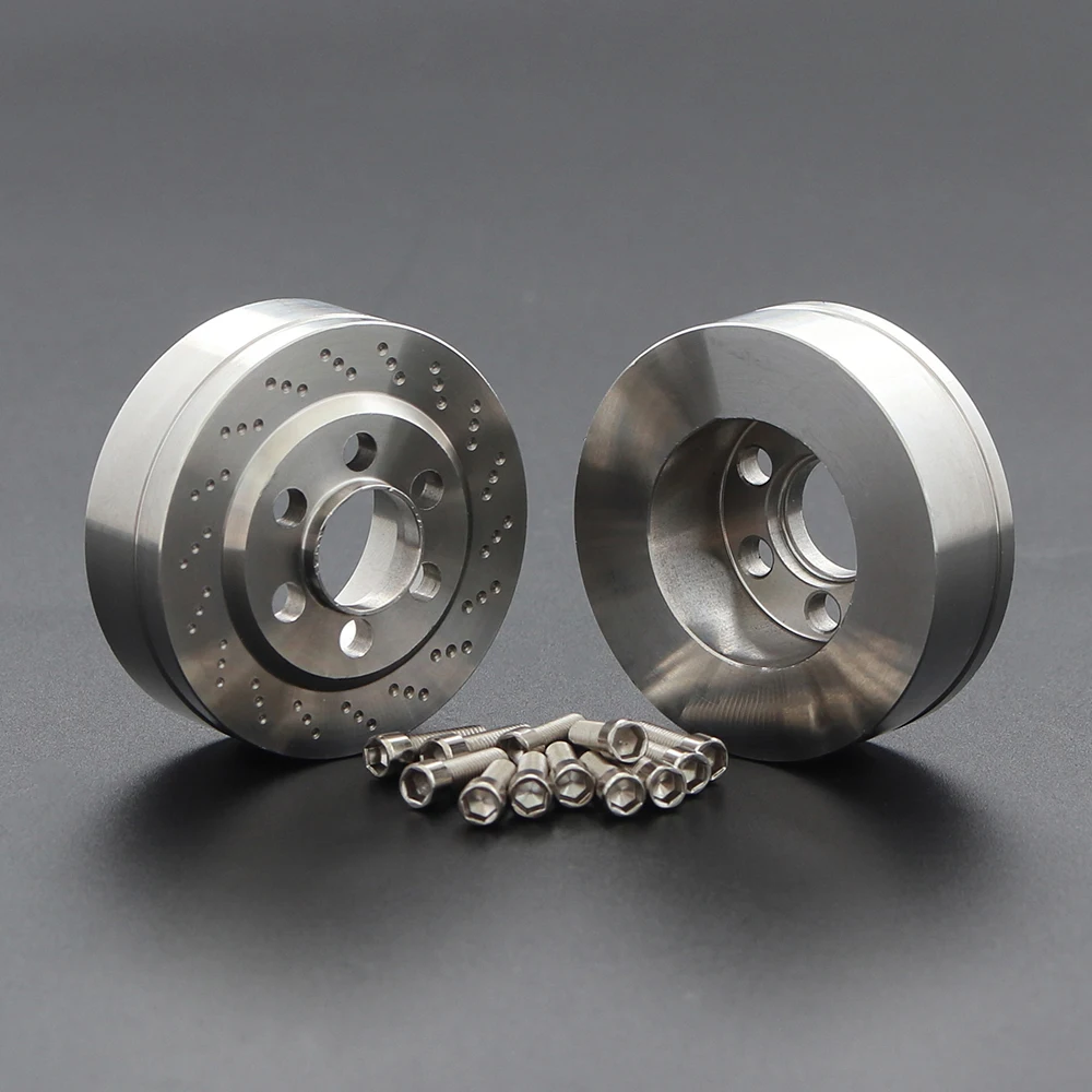 2PCS CNC Brass Silver Anodized Brake Disc Weights for 1/10 RC Crawler TRX4 TRX6 Axial SCX10 90046 Capra 1.9 2.2 Inch Wheel Rims