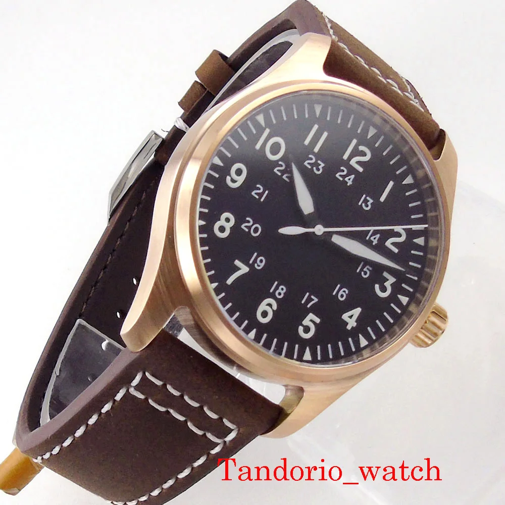 Tandorio NH35A PT5000 reloj automático para hombre, cronógrafo de cristal de zafiro con fecha C3, resistente al agua, 200m, bronce, m