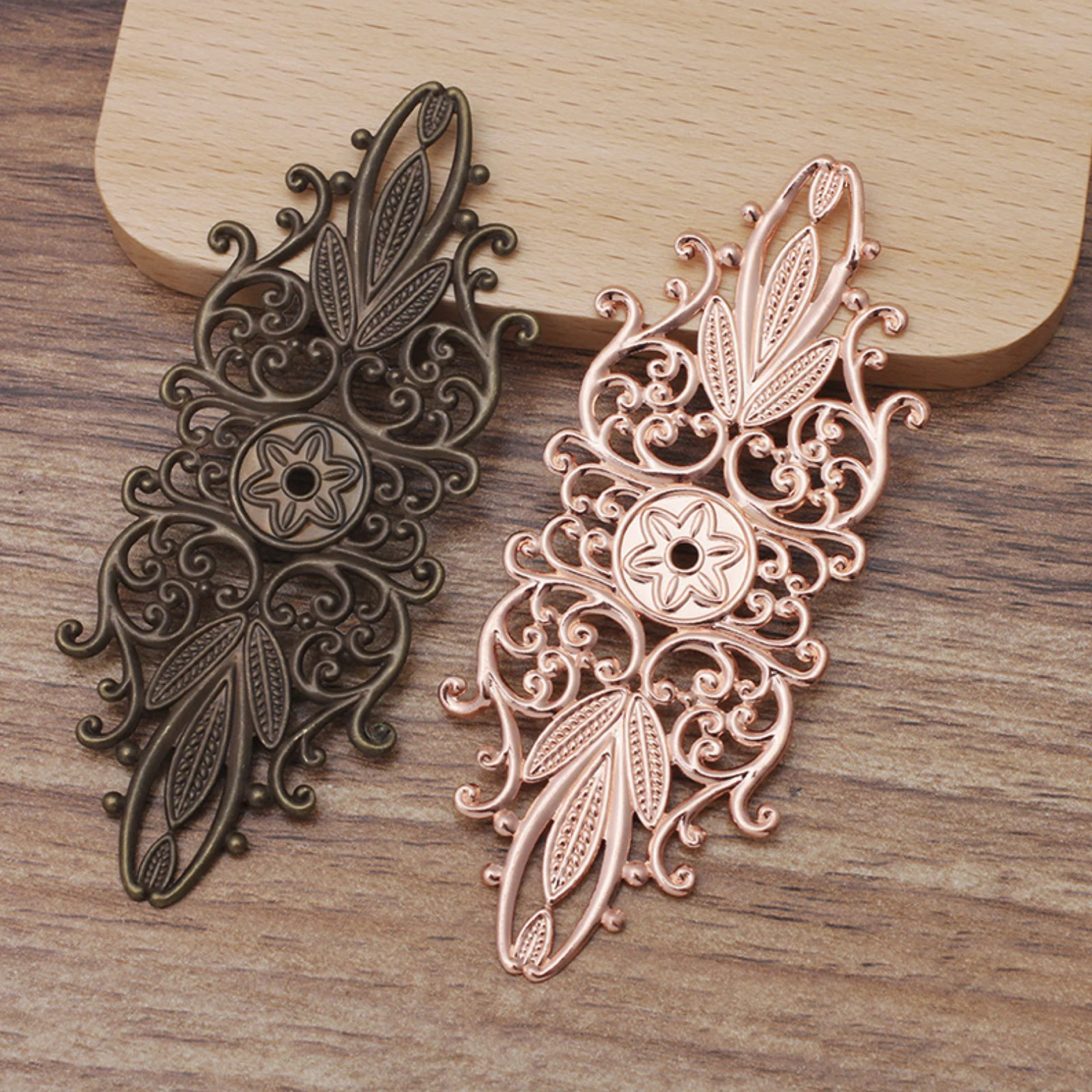 REGELIN Vintage Retro Copper Flower Charms Pendant Jewelry Findings 10pcs/lot 35x87mm DIY Fashion Jewelry Handmade Material