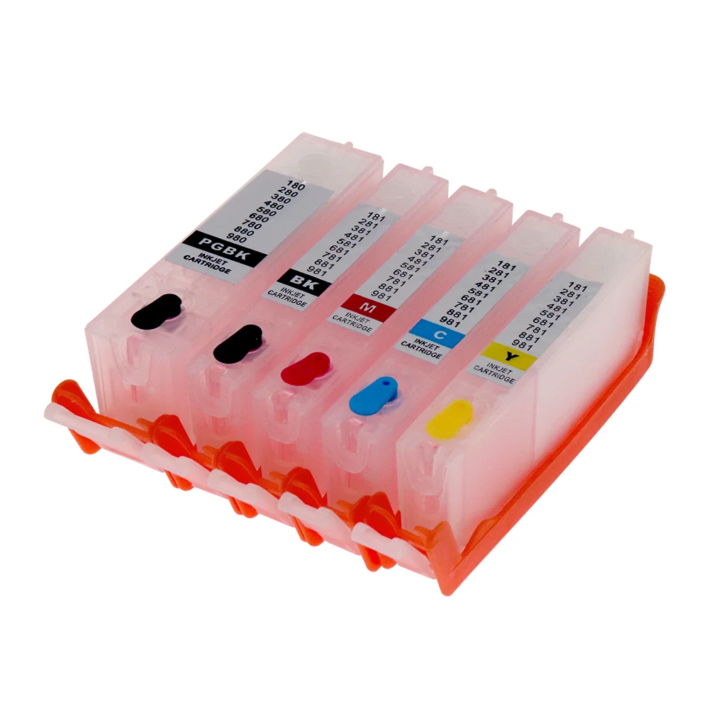 5pcs PGI-580 CLI-581 Refillable Ink Cartridge For Canon TS6150 TS8150 TS9150 TS9550 TS8250 TS705 TS8350 TS6350 with ARC Chips