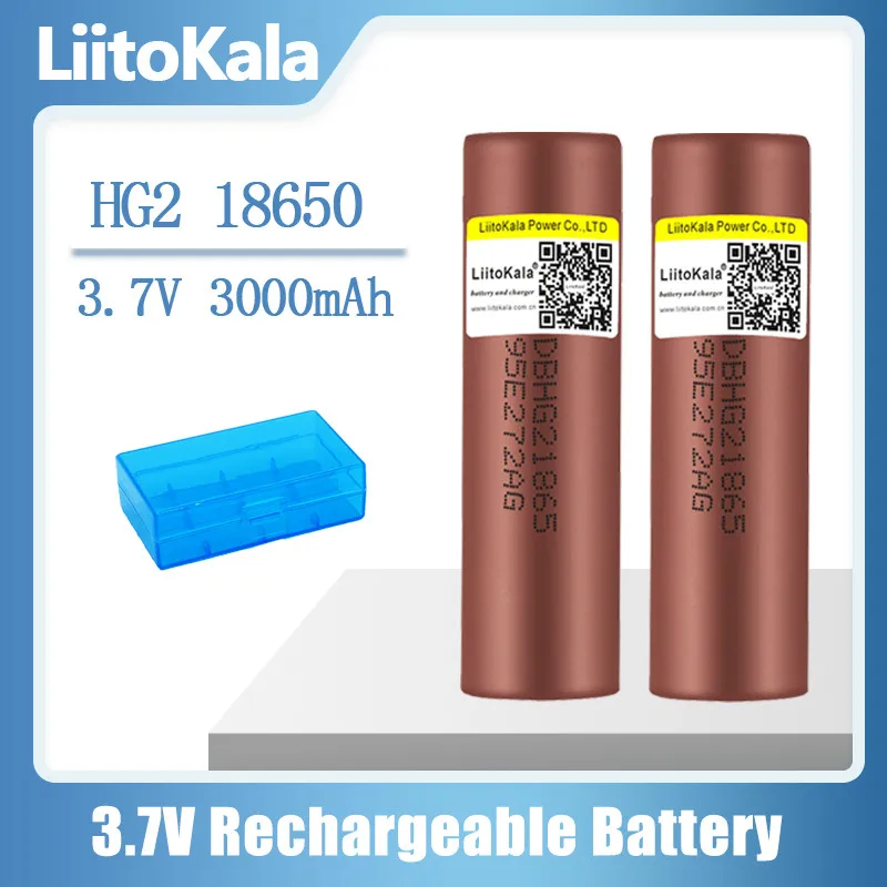 Liitokala HG2 + 박스 18650, 3000mAh 고출력 방전 충전식 배터리, 30A 고전류, 1-30 개