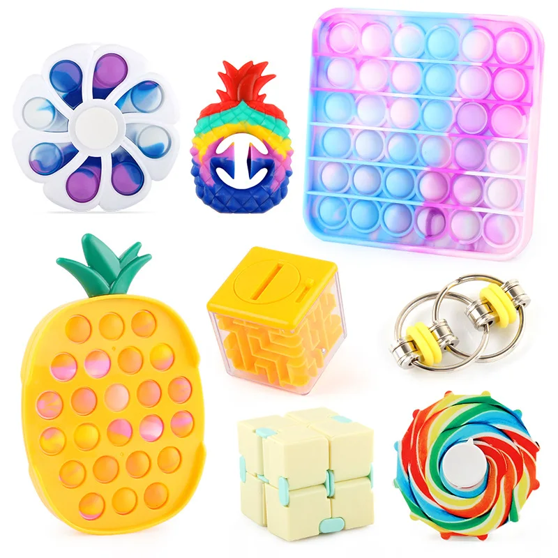 Fidget Toys Set Kit Stress Relief Toys Mesh Marble Relief Gift Funny Sensory Toys Pack for Kids Adults Decompression Pineapple