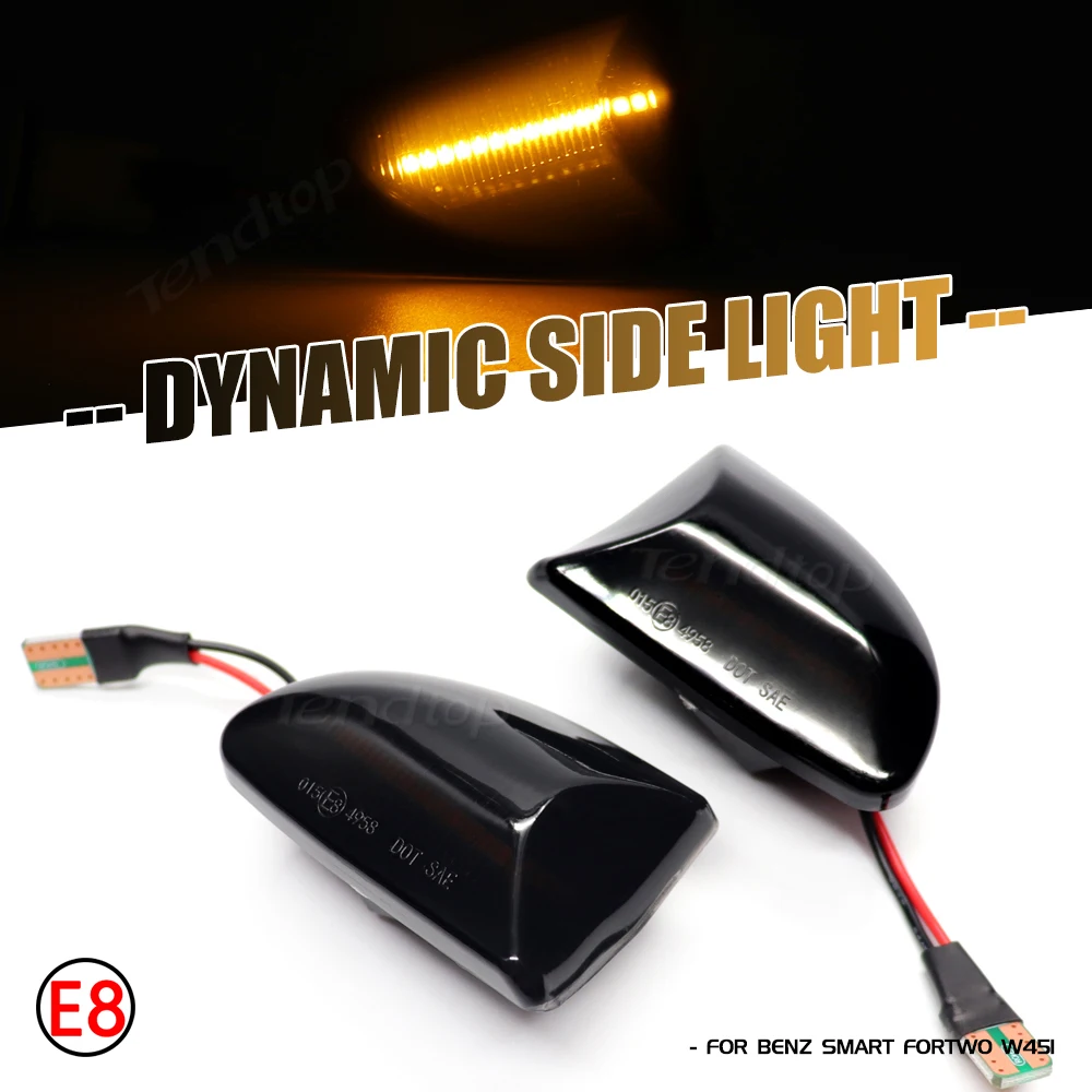 2 Stuks Voor Benz Smart Fortwo 451 MK1 Mkii 2007-2015 Gerookte Lens Amber Led Dynamische Side Marker Turn signaal Lichten Auto Lamp