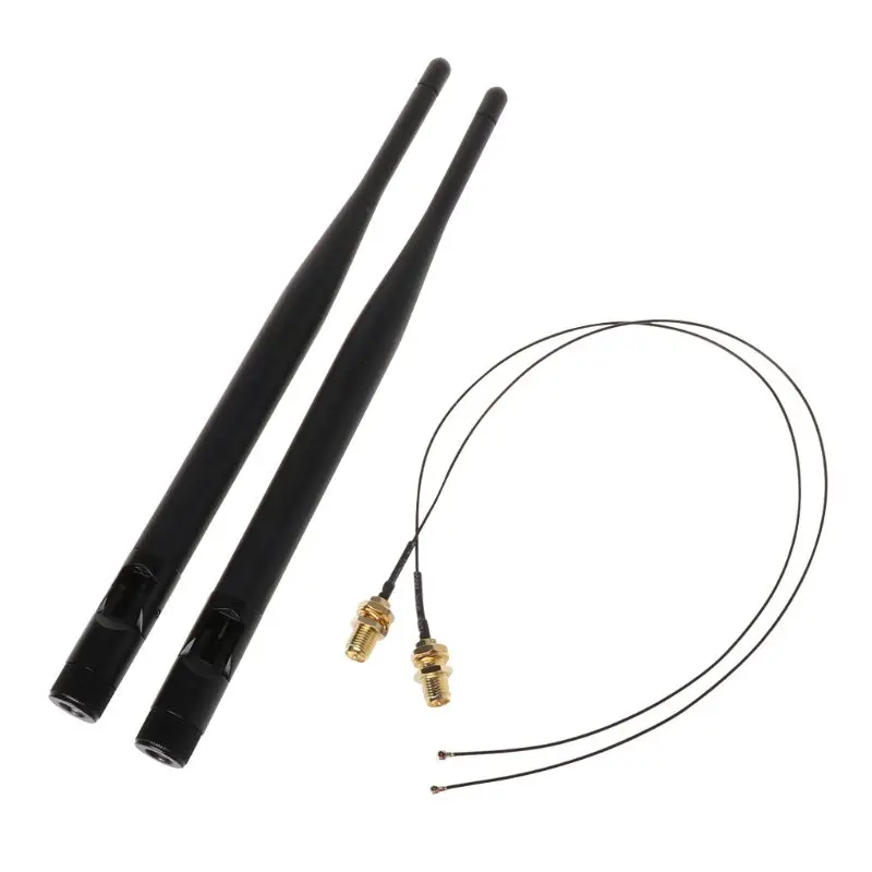 2x 6dBi M.2 IPEX MHF4 U.fl cavo per RP-SMA Antenna Wifi segnale Set di cavi per Intel AC 9260 9560 8265 8260 7265 7260NGFF M.2 Card