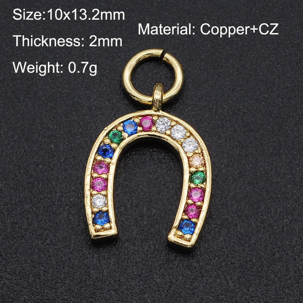 10x13mm 316 CZ Zircon DIY Jewelry Horseshoe Charm Pendant Wholesale Jewellery Accessories Necklace Making Charms