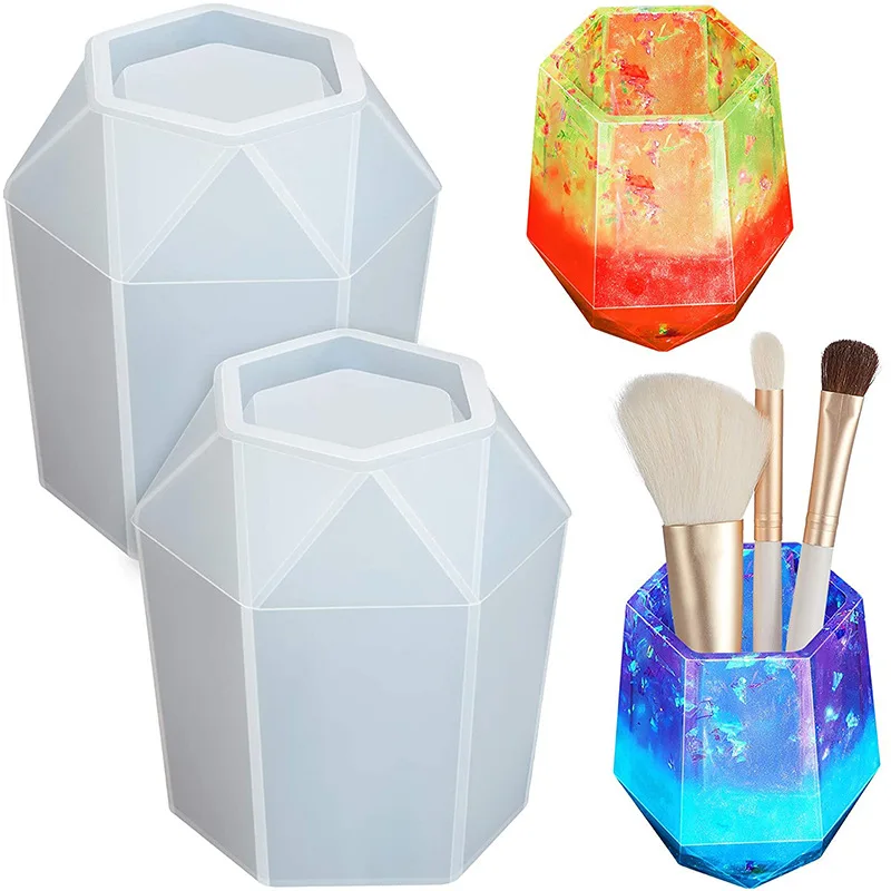 DIY Crystal Epoxy Resin Mold Irregular Hexagonal Hexagonal Pen Holder Silicone Mold