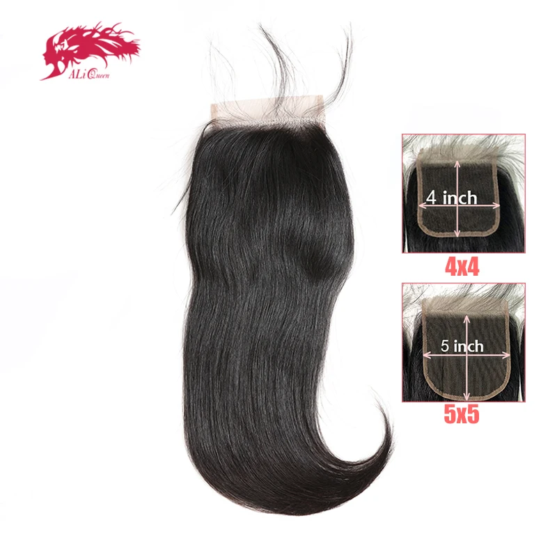 

4x4 5x5 HD Lace Closure Brazilian Straight Lace Closure With Pre Plucked Hairline Ali Queen Hair 10"-20" With Free Shipping