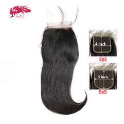 Ali Queen Hair 4x4 5x5 HD Lace Closure Brazilian Straight Lace Closure With Pre Plucked Hairline 10