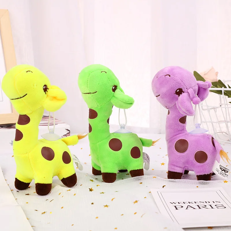 lovely 18/25cm plush giraffe Sika deer With suction cup animal doll cute good quality soft wall decoration christmase gift kid