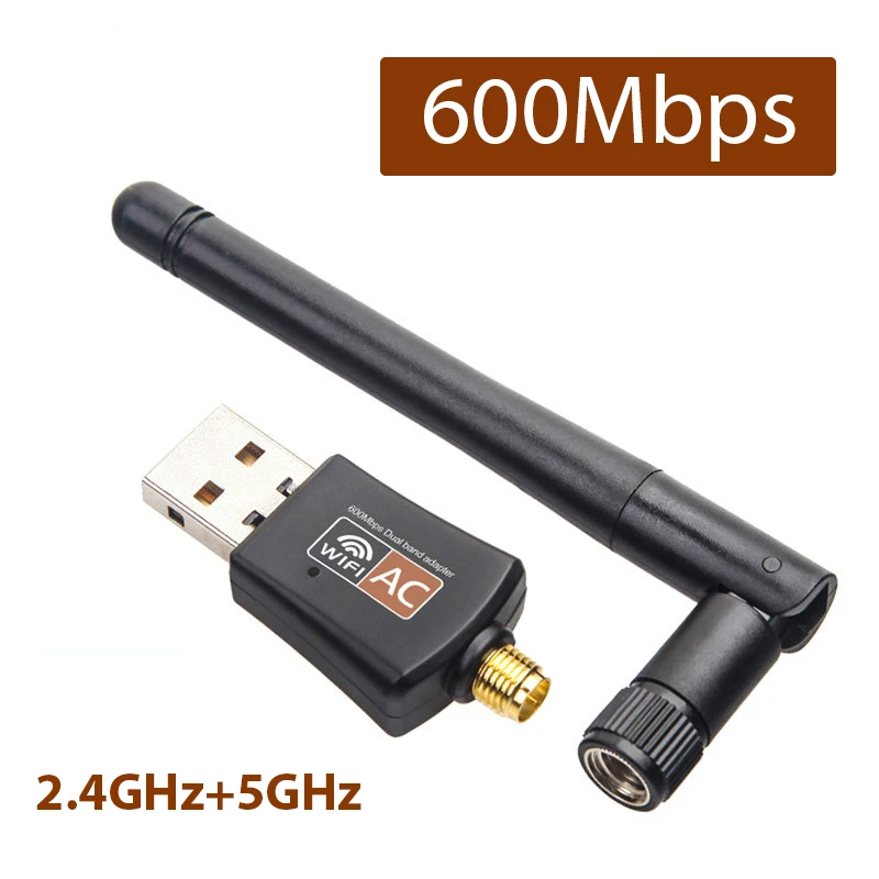 Wi-fi adapter 600Mbps USB Wifi Adapter 5.8GHz+2.4GHz USB2.0 Receiver Wireless Network Card Lan For Laptop PC Mini Wi-fi Dongle