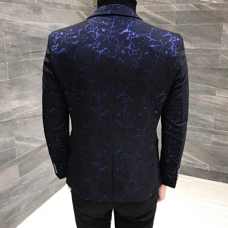 Luxury Party Prom Blazer Autumn Men Shinny Yarn Wine Red Blue Black Blazer Jacket Men Slim Fit Business Dress Suit Coat Jackets