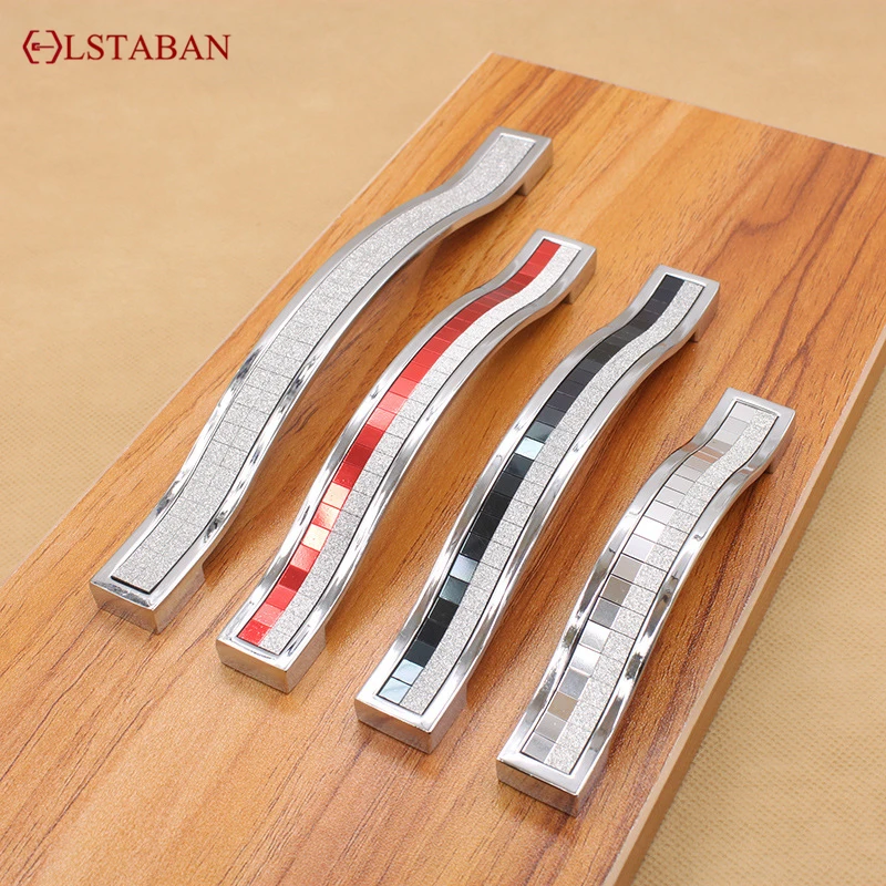 LSTABAN European-Style Modern Zinc Alloy Pearl Crystal Color Handle Cabinet Drawer Door Handle Wardrobe Wine Cabinet Handle