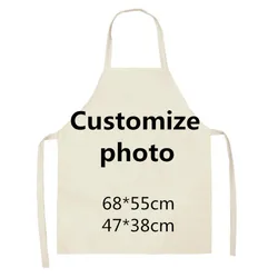 Customized Photo Aprons Kitchen Apron for Woman Waist Baking Bib Kitchen Cooking Pinafore Cleaning Tools 68*55cm tablier enfant