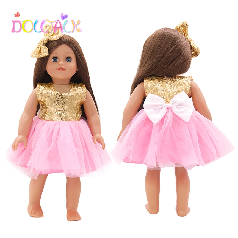 18 Inch American Doll 25 Colors Princess Doll Dress Doll Skirt Clothes For 43cm Baby Rebon Doll Pink Dress Fit Girl Doll Toy