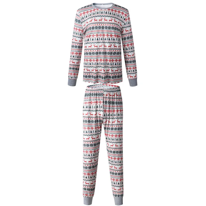 Family Matching Christmas Pajamas Set Casual Nightwear Family Set Print Long Sleeve Top+Pants Autumn Winter Sleepwear