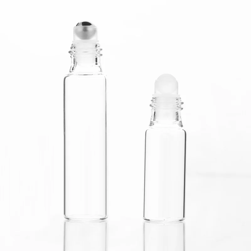 투명 유리 에센셜 오일 롤러 병 5ml 10ml 50 개, 유리 롤러 볼 아로마 테라피 향수 립밤 롤 온 병