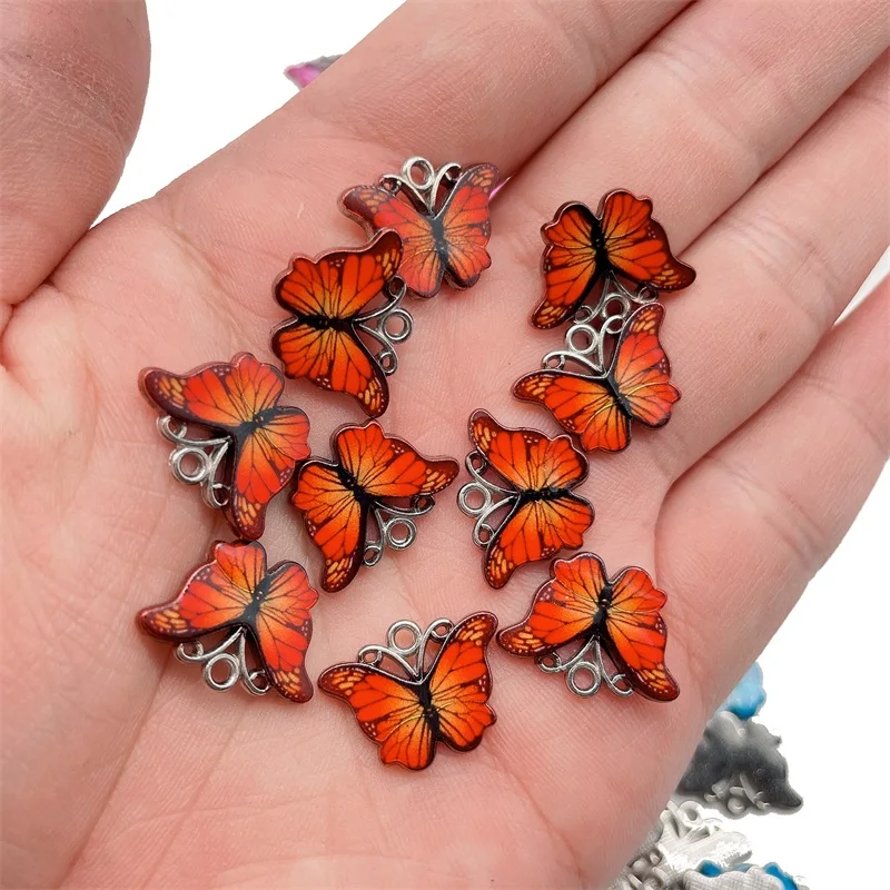 Kpop 20Pcs Colorful Butterfly Charms Cute Enamel Pendant For Necklace Bracelet DIY Jewelry Making Accessories Findings Wholesale