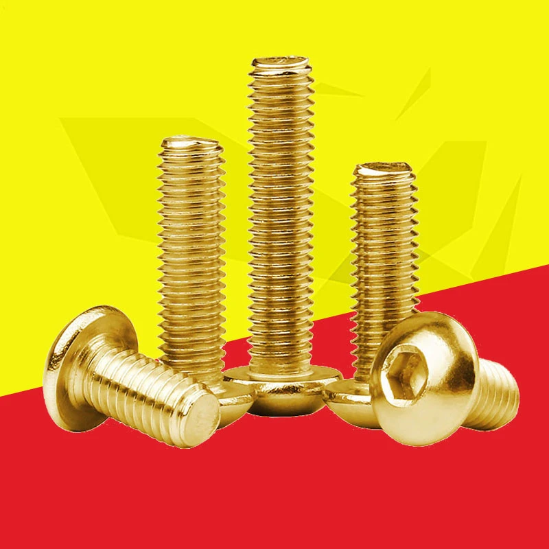 5/10PCS Tyrant Gold Plating Titanium M2 M2.5 M3 M4 M5 M6 L=4-40mm ISO7380 Hex Socket Button Head Cap Screw Round / Pan Head Bolt