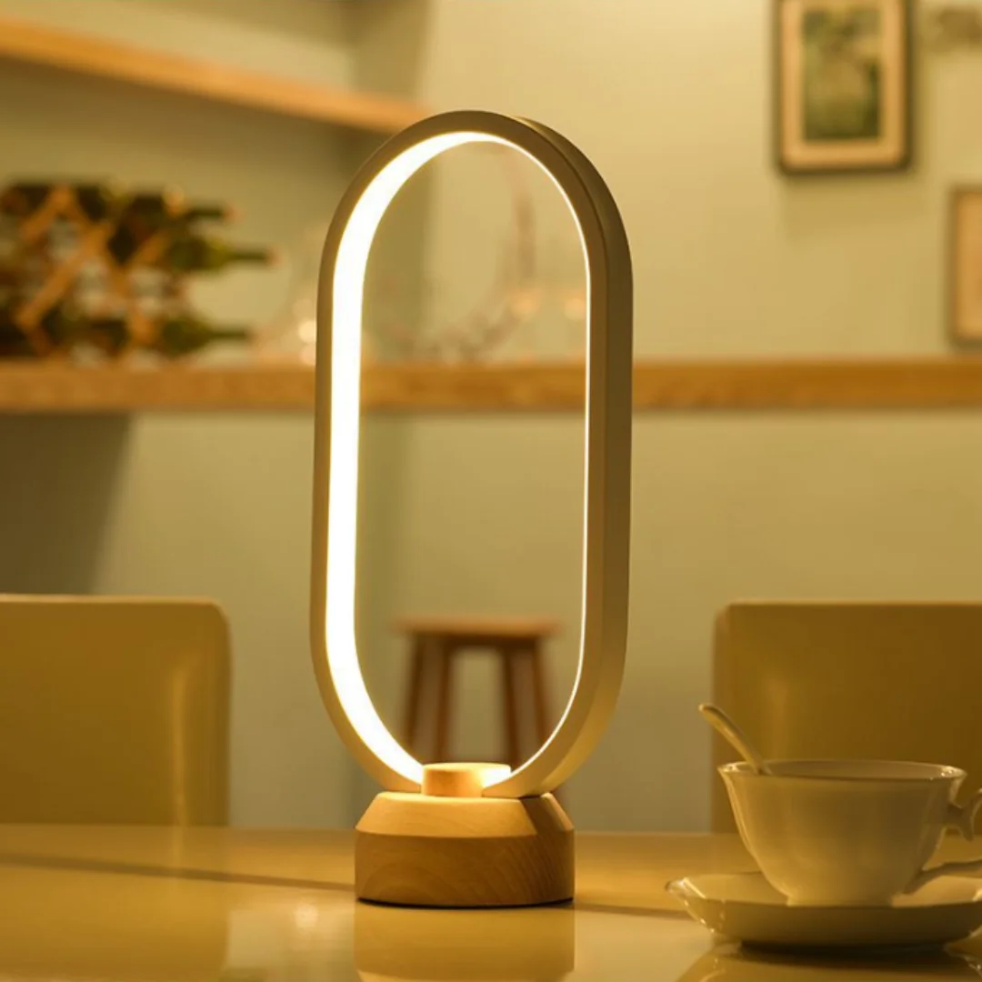 Wooden LED Desk Lamp with Three Color Modes, Bedroom Bedside Night Light, Dimmable LED Lighting, Creative Home Decor