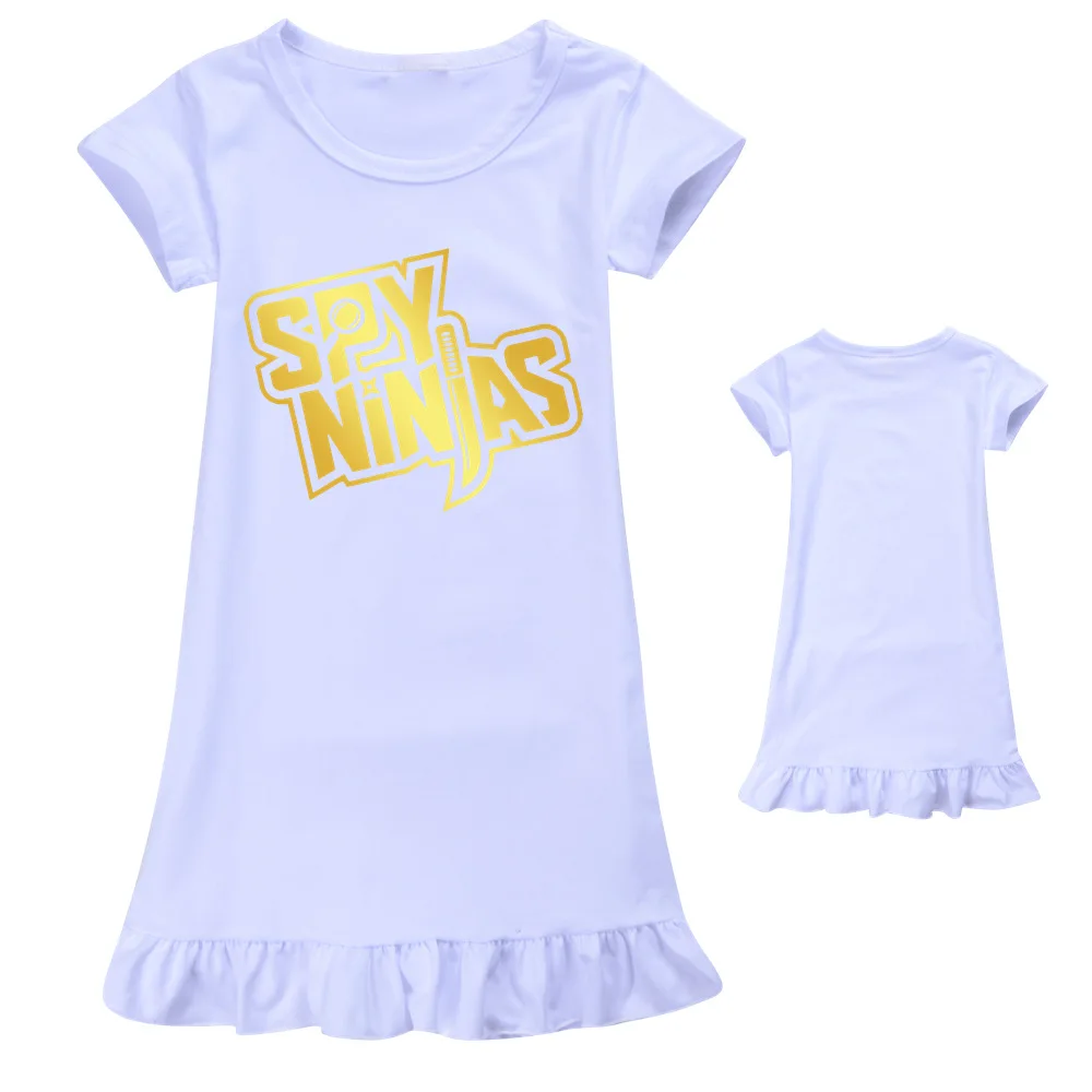 New Girls Clothes SPY Ninja Children Long Short Sleeve Skirt Pajamas Dress 2-12T Fashion Summer Cool Dress Kids Dresses